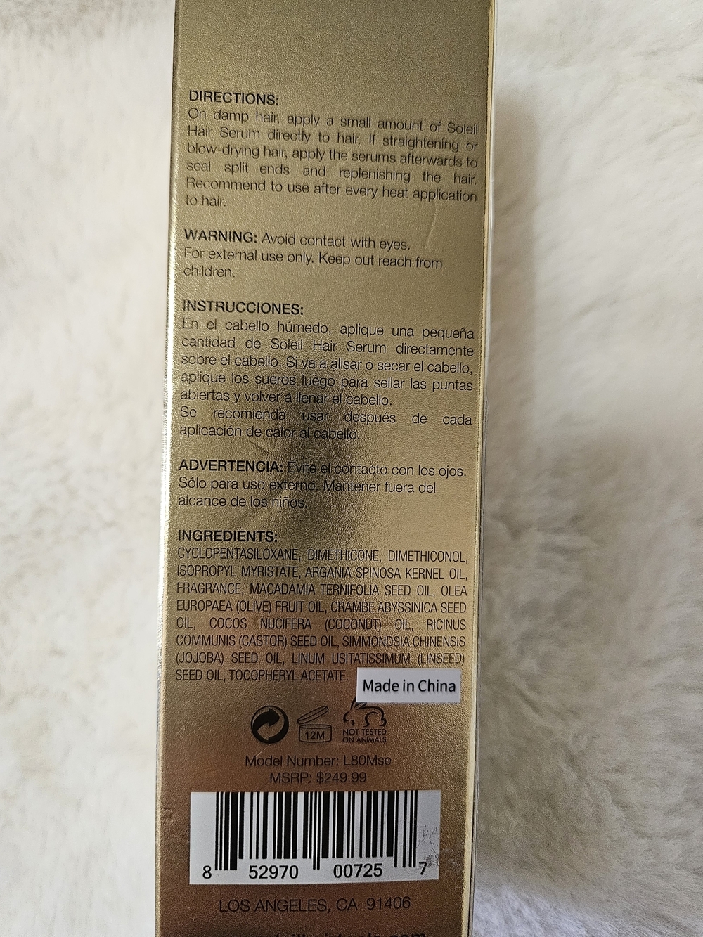 Soleil Moroccan Hair Serum — Gold Shine for All Hair Types - Picture 2 of 5